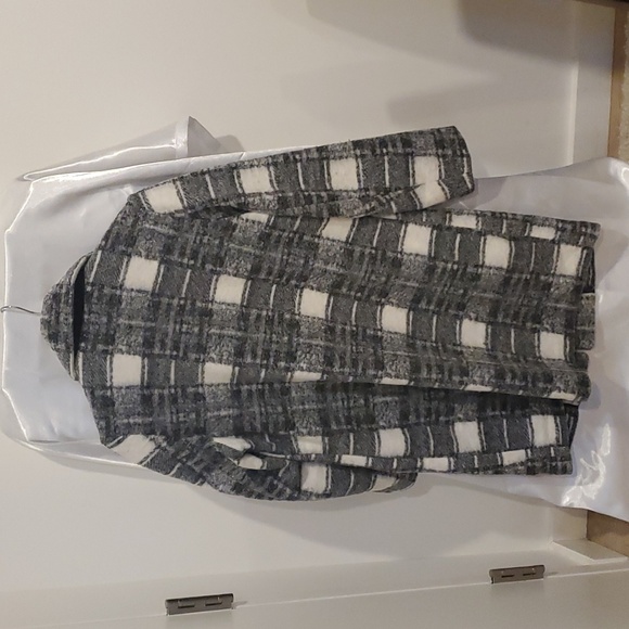 Banana Repulbic Plaid Knit Wool Overcoat - Picture 2 of 4